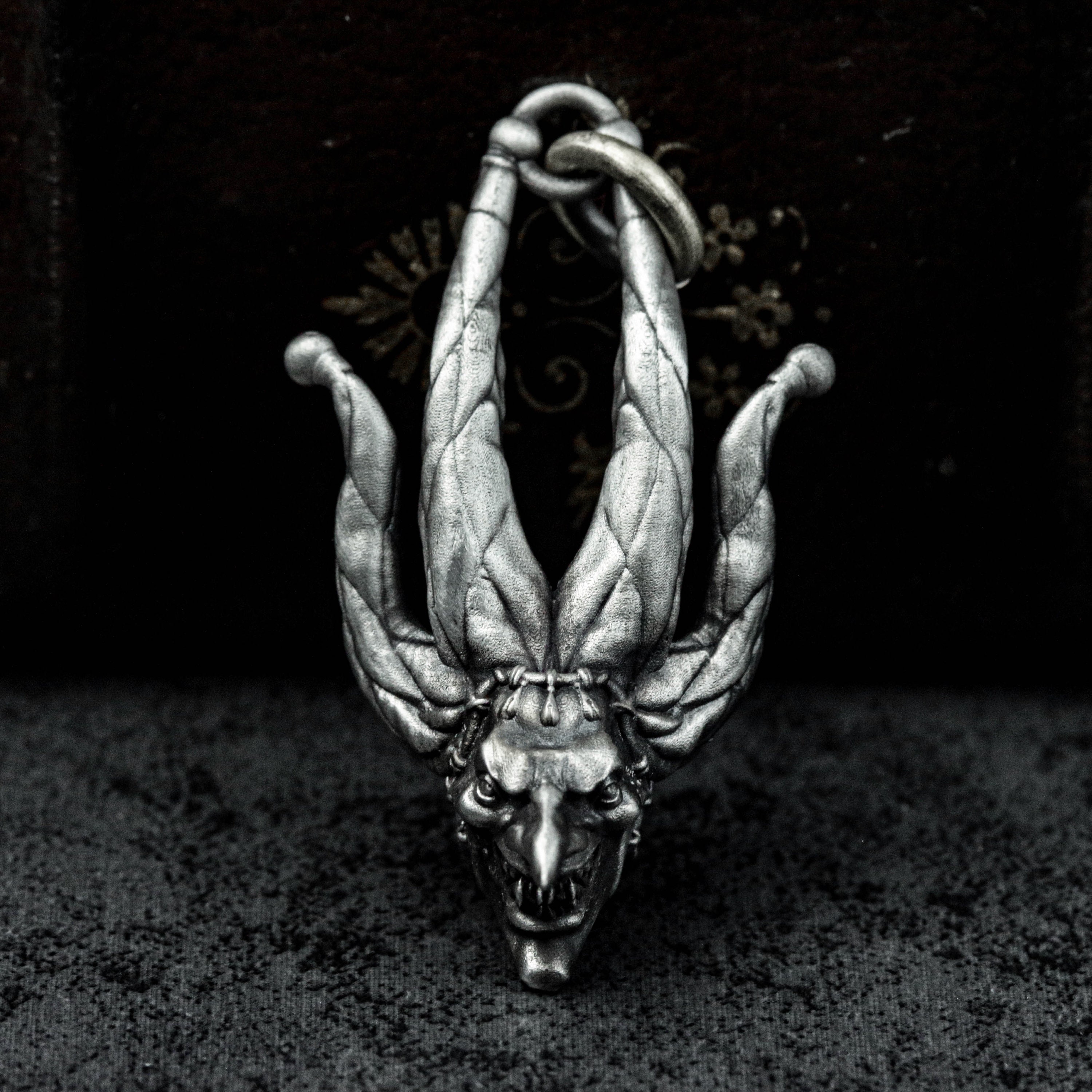 925 Silver King Playing Card Pendant: Skull Clown Necklace - Etsy
