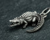 925 Sterling Silver Crocodile Pendant, Crocodile Necklace