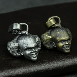 Strange makeup clown pendant necklace, circus clown silver necklace, humorous, funny, weird, elf, exaggerated and unrestrained style