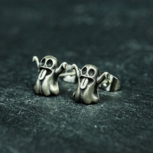 Ghost 925 Silver Earrings, Weird Undead Silver Earrings, Gothic Necro, Hip Hop Earrings - Handmade Gifts