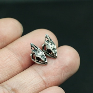 Chameleon skull 925 silver earrings, gothic skull silver jewelry, animal handmade earrings-silver gift