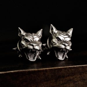 Customized vicious dog earrings, pet dog earrings, unisex jewelry gifts, animal sterling silver earrings, dog head 12mm*12mm