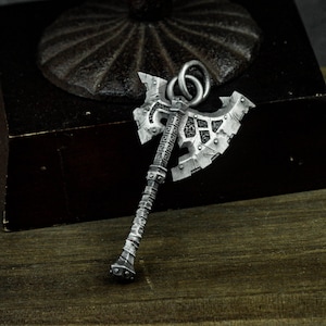 Sterling silver Viking battle axe pendant, axe necklace, Viking battle axe pendant, Nordic battle axe pendant, Odin&#39;s axe pendant