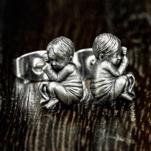 Child Jesus Silver Stud Earrings - Jesus Art Christian Jewelry - Holy Family, Encouragement Gifts, Prayer Faith Jewelry, Easter