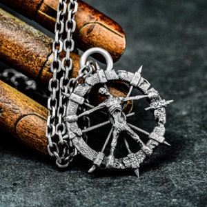 Sterling Silver Punisher Pendant Necklace - Round Necklace - Anatomical Skull Pendant - Silver Pirate Pendant - Handmade - Ocean Jewelry