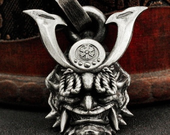 Warrior Helmet Pendant Necklace: Silver/Brass Knight Mask Jewelry