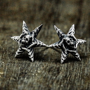 Hexagonal star skull earrings, ancient Greek earring jewelry - Jewish star jewelry - retro ethnic jewelry - fairy earrings