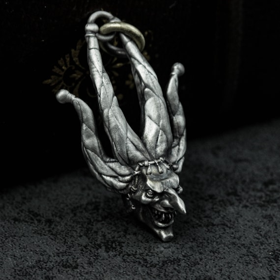 925 Silver King Playing Card Pendant: Skull Clown Necklace - Etsy