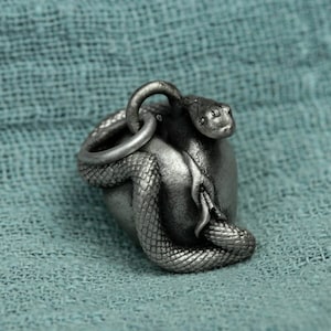 925 Sterling Silver Apple Snake Pendant Necklace, Gothic Snake Pendant, Men&#39;s Necklace, Gift for Him - Handmade