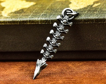 Sterling Silver Spine Pendant Necklace: Handmade Multi-Eye Design