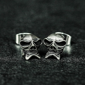 Personalized skull silver earrings\skull jewelry\men's simple earrings\silver skulls\Day of the Dead\hip-hop retro silver jewelry