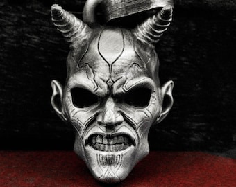 Hell Warrior 925 Silver Pendant Necklace, Death Knight Charm