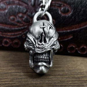 925 Sterling Silber Schädel Anhänger, Schädel Anhänger, Silber Anhänger, Herren Halskette, Herren Anhänger, Geschenk für Ihn - Handgemacht