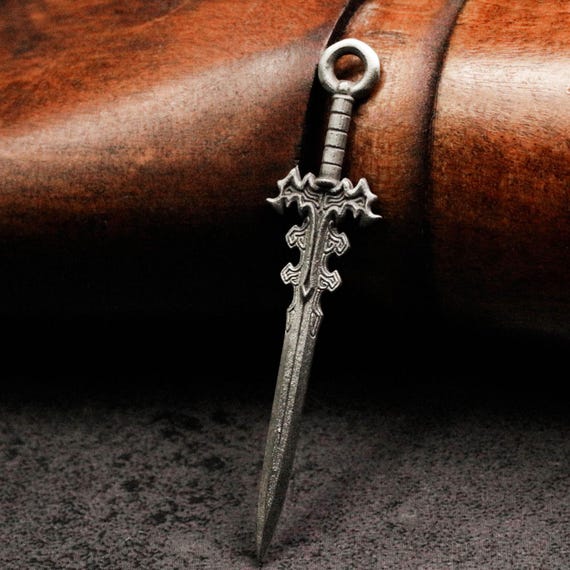 King Solomon Sword Pendant, Silver Dagger Necklace, Masculine Amulet