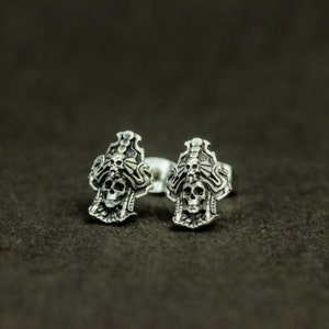 Ancient Egyptian Pharaoh Silver Earrings, Pyramid Pharaoh Silver Earrings - Religious Mythology Tutankhamun Head Earrings