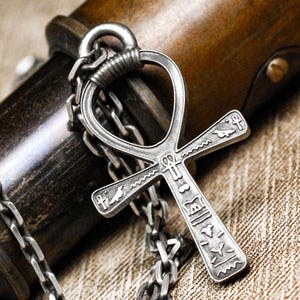 Egyptian cross of life pendant, minimalist silver necklace, cross necklace, Ankh pendant sterling silver, ancient symbol pendant
