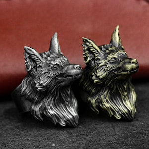 Real fox engagement ring | Silver fox men&#39;s jewelry | Animal ring | Forest Wildlife Ring | Rare Fox Head Ring, Smart creature