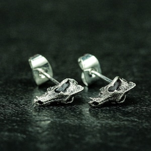 Wolf Skull Earrings - Nordic Wolf Earrings, Dark Style Jewelry, Wolf Silver Jewelry, Silver Wolf, Gothic Skull Earrings Jewelry Gift