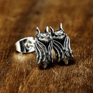 Silver bat earrings, Christmas earrings, vampire jewelry, coming of age ceremony, flying fox jewelry, exquisite Valentine's Day gift