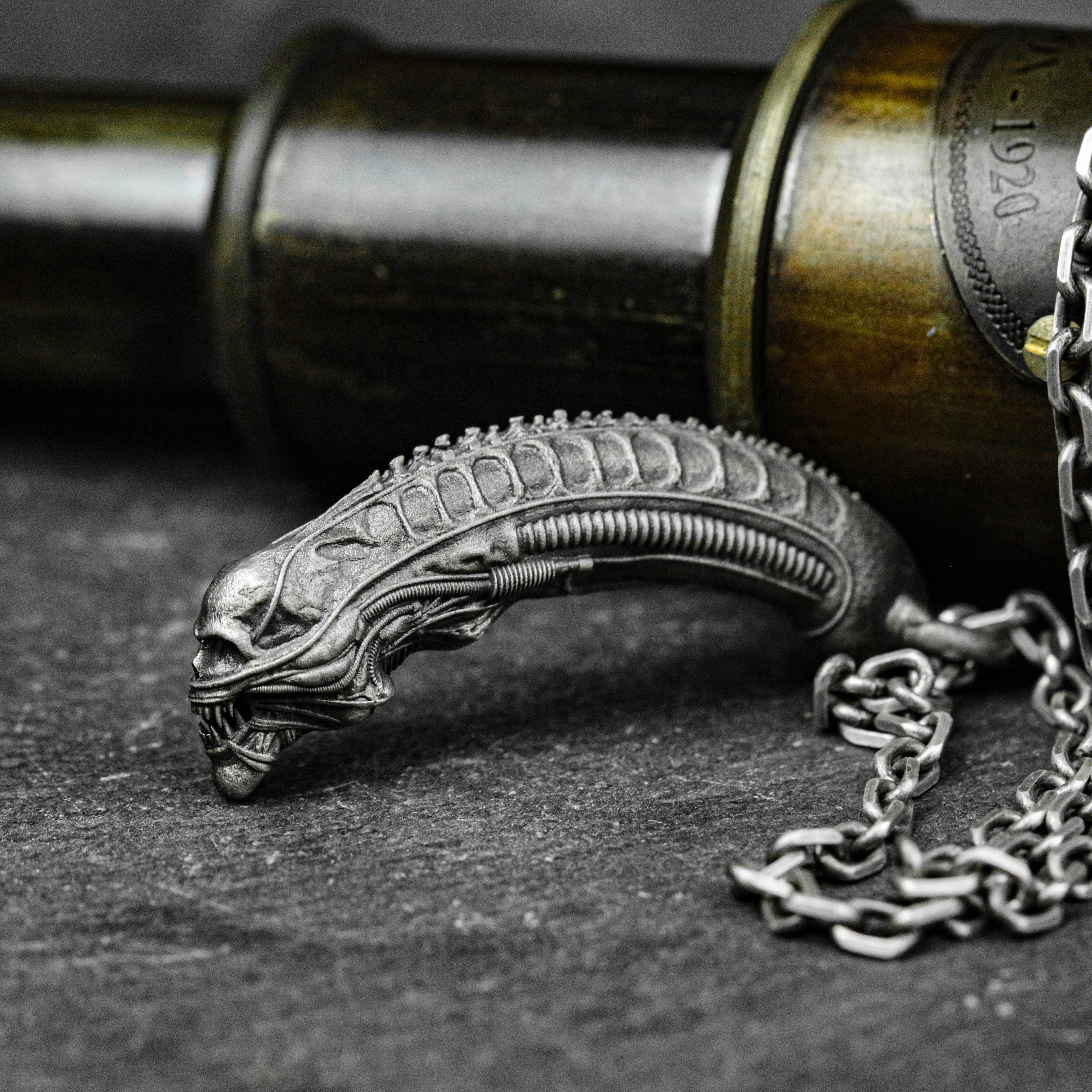 Sterling Silver Alien Skull Pendant Necklace: Steampunk Jewelry Gift - Etsy