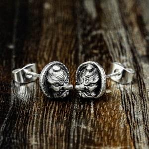 Hyakki Night Walking Tengu Earrings - Youkai God Samurai Jewelry - Strange Tengu Skull Jewelry - Limited Edition Men's and Women's Jewelry