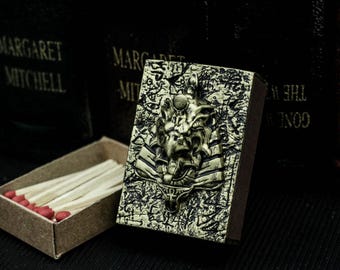 Anubis Streichholzschachtel-Zünder: Ägyptischer Gott Rauchergeschenk, 925er Silber oder Messing