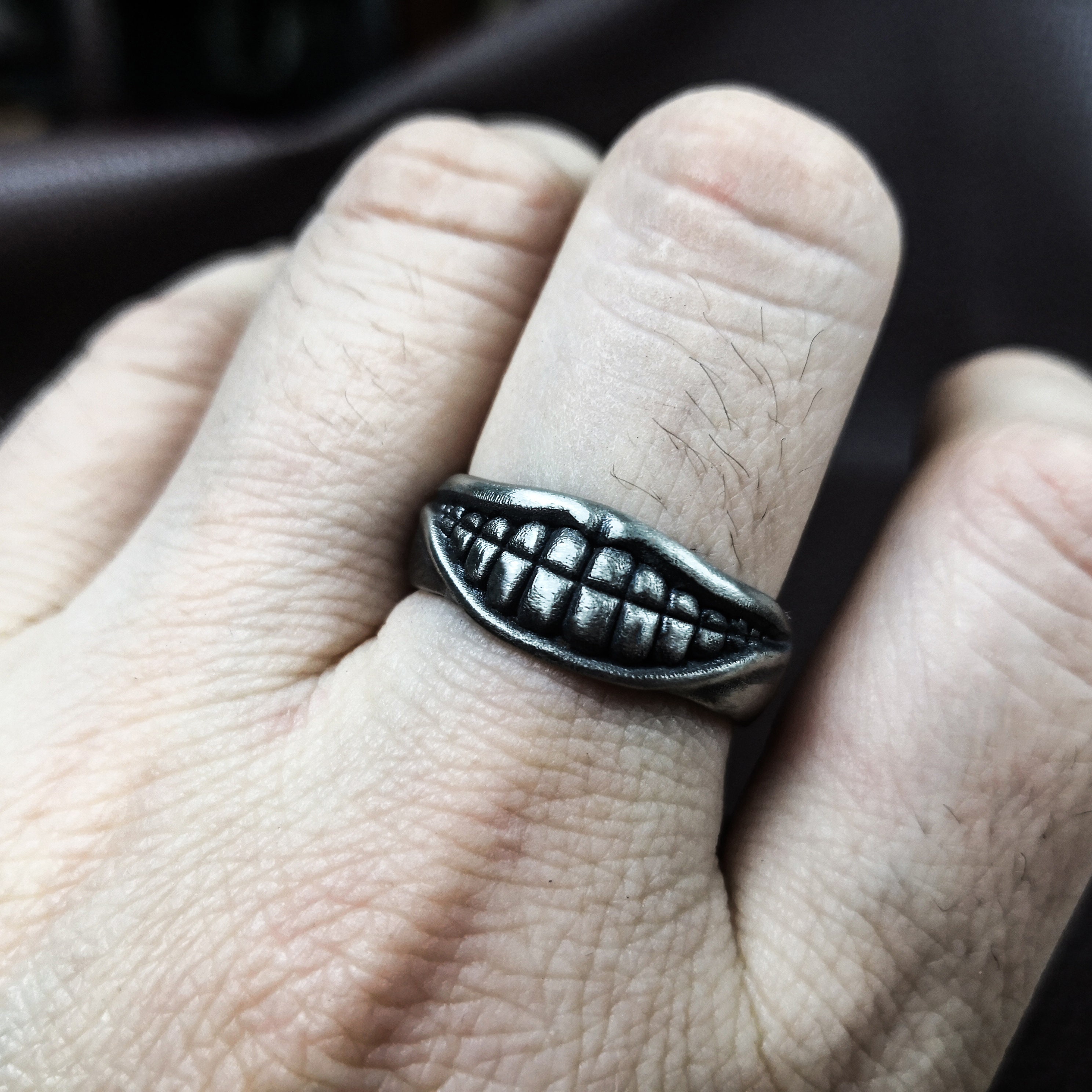 Silver Bucktooth Grin Ring: Whimsical Evil Smile Jewelry - Etsy