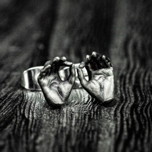 Hand-shaped earrings-Skeleton hand silver jewelry-Finger jewelry-Hand decorative art-Designed hand earrings-Personalized earrings