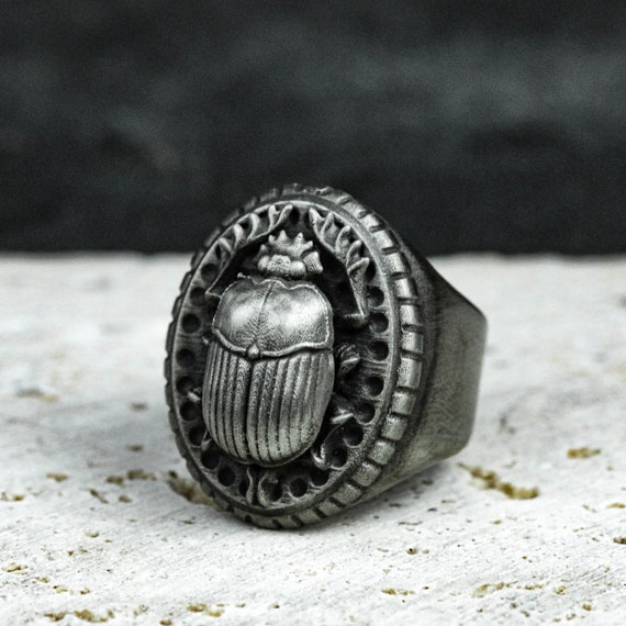 925 Sterling Silver Scarab Totem Ring Scarab Silver Jewelry Beetle Ring Animal Ring Gothic Jewelry Men s Ring Etsy UK