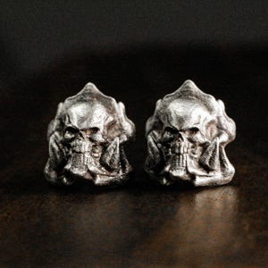 Vampire skull stud earrings, women's vampire silver stud earrings, sterling silver gothic stud earrings, single earring or pair of earrings