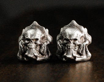 Vampire Skull Sterling Silver Stud Earrings: Gothic Jewelry