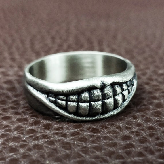 Silver Bucktooth Grin Ring: Whimsical Evil Smile Jewelry - Etsy