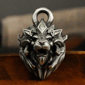 Lion King Pendant - Fierce Lion Pendant Necklace, Retro Shield Lion Pendant, Leo Jewelry Gift, 925 Sterling Silver Lion Head Necklace
