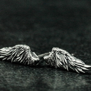 Wing earrings sparkling angel wings freedom symbol jewelry gothic style high jewelry earrings - sterling silver handmade earrings