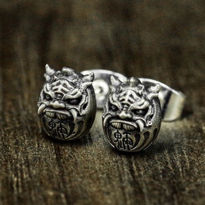 Daruma eggs, tumbler earrings, Japanese cultural products | Fashionable, cute, modern, high-end\praise\achievement\sterling silver