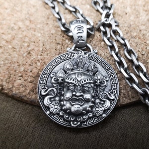 Collar de Buda para hombre en plata de ley 925, colgante de cabeza de Buda, collar con cabeza de Buda, joyería unisex - Joyería artesanal
