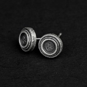 Scheibenohrringe aus 925er Silber, schlichte Münzohrringe aus Silber, schlichte runde Ohrringe - Maya-Runenohrringe 10 mm*10 mm