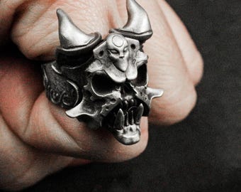 Wächter Totenkopf Ring: 925 Sterling Silber Biker Ring