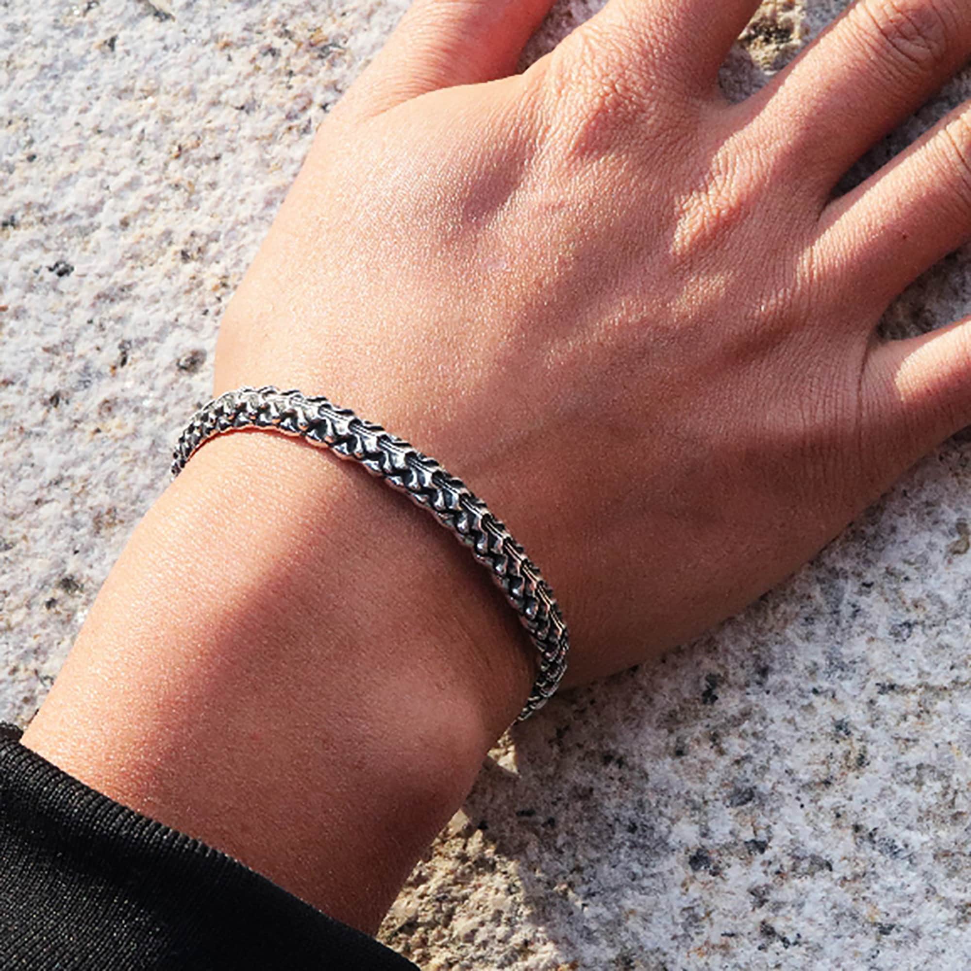 Handmade Sterling Silver Snake Spine Bracelet: Oxidized Bone