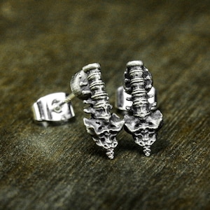 Vertebral Stud Earrings, Rib Weird Jewelry, Silver Vertebral Jewelry, Elegant Stud Earrings, Unique as a Birthday Gift, Bone Jewelry