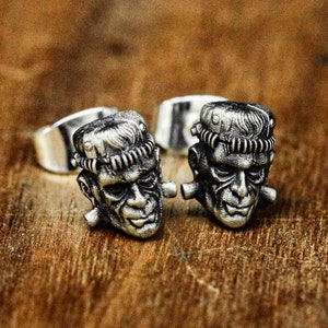 Frankenstein Porträt Ohrringe Sterling Silber,Frankenstein Schmuck,Movie Protagonist Theme,Wissenschaftler,Monster Ohrringe