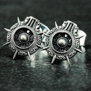 Mayan sun god earrings, monument jewelry, artisan made, totem earrings for women, Egyptian god silver jewelry, mythological symbol earrings