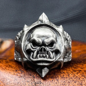 Alternative orc rings, wasteland style, high-quality skull engagement rings, demons of destruction and chaos, World of Warcraft jewelry