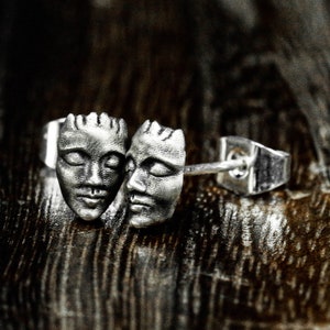 Face studs, smile studs - for all fashion cyberpunk street gothic jewelry men and women silver accessories - human face earrings