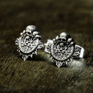 Baroque Skull Studs\Unique Halloween Accessories\Memorial of Death Earrings\Women’s Jewelry\Street Punk Silver Jewelry