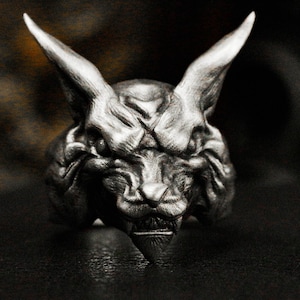 Evil Nine-tailed Fox Ring - Silver Fox Ring - Mythical Animals in Ancient Chinese Mythology - Fox Totem Ring - Auspicious Symbol JewelryRing