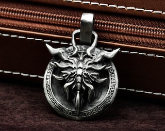 Bone Spur Celtic Shield Pendant: Sterling Silver & Brass Warrior Necklace