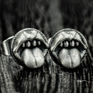 Playful emoji stud earrings - realistic big tongue stud earrings gift - lips earrings