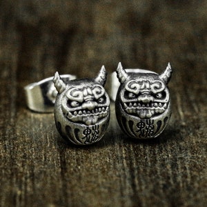 Daruma eggs, tumblers, earrings, Onmyoji, silver earring accessories, ghosts, creativity, anime, games, mystery, magic, Japanese jewelry,