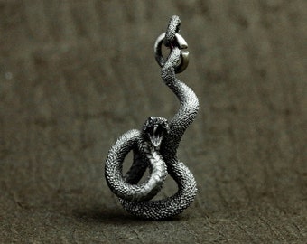 925 sterling silver snake pendant, retro snake necklace, snake pendant, silver pendant for men and women